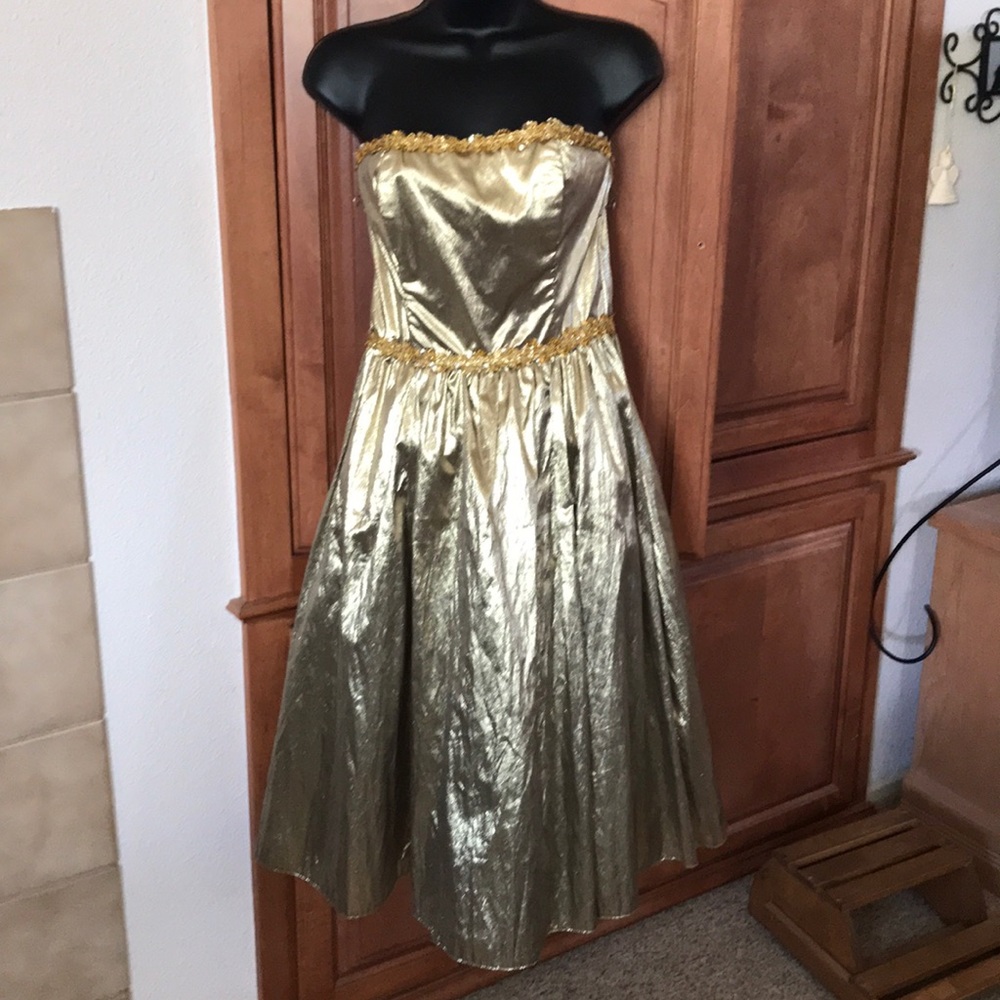 Vintage Gunne Sax Gold Cocktail Dress